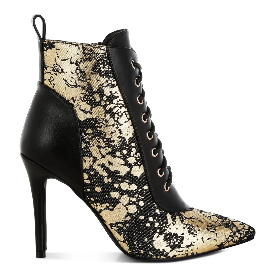 Abstract Pattern Lace-Up Ankle Boots