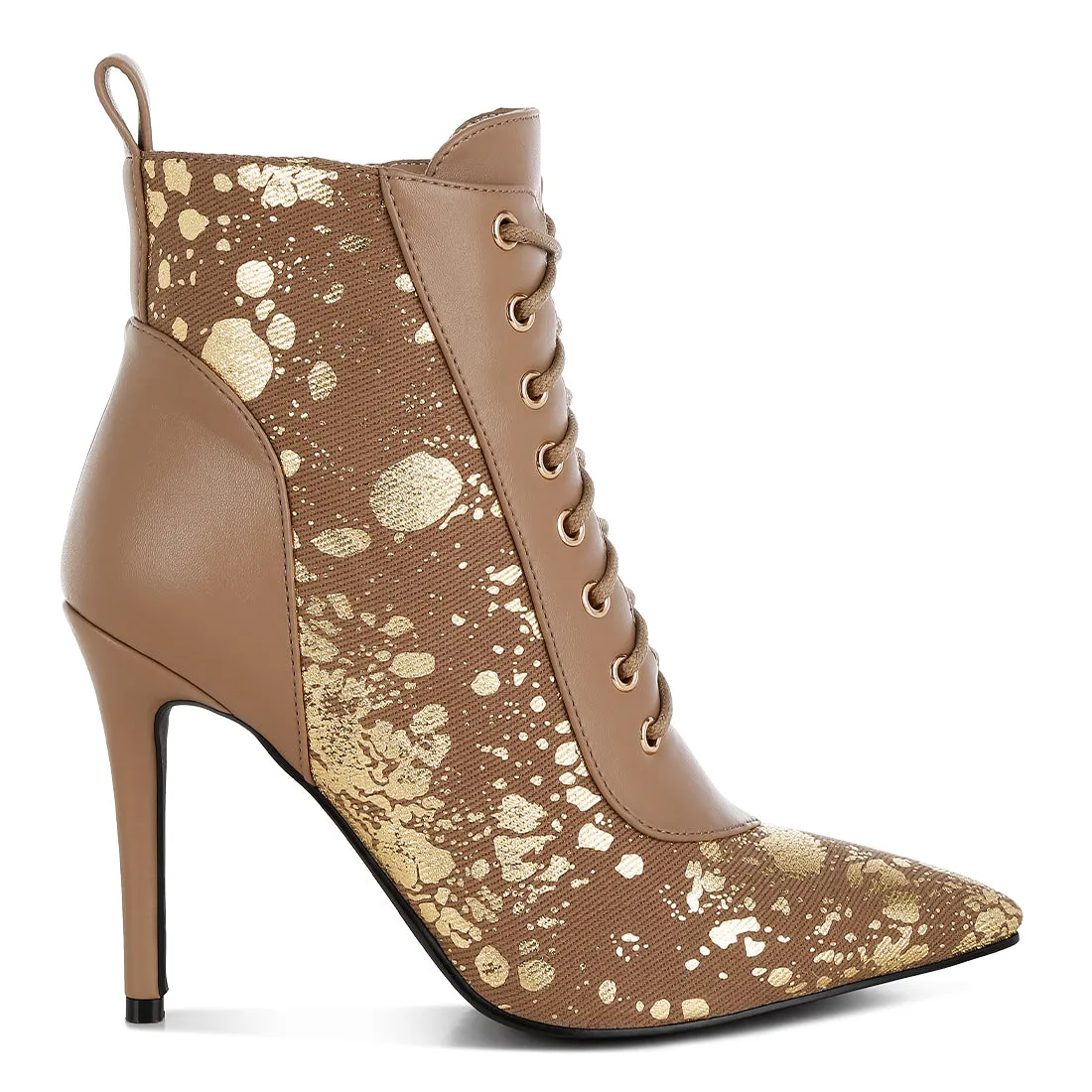 Abstract Pattern Lace-Up Ankle Boots