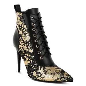 Abstract Pattern Lace-Up Ankle Boots