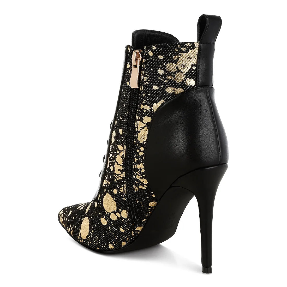 Abstract Pattern Lace-Up Ankle Boots