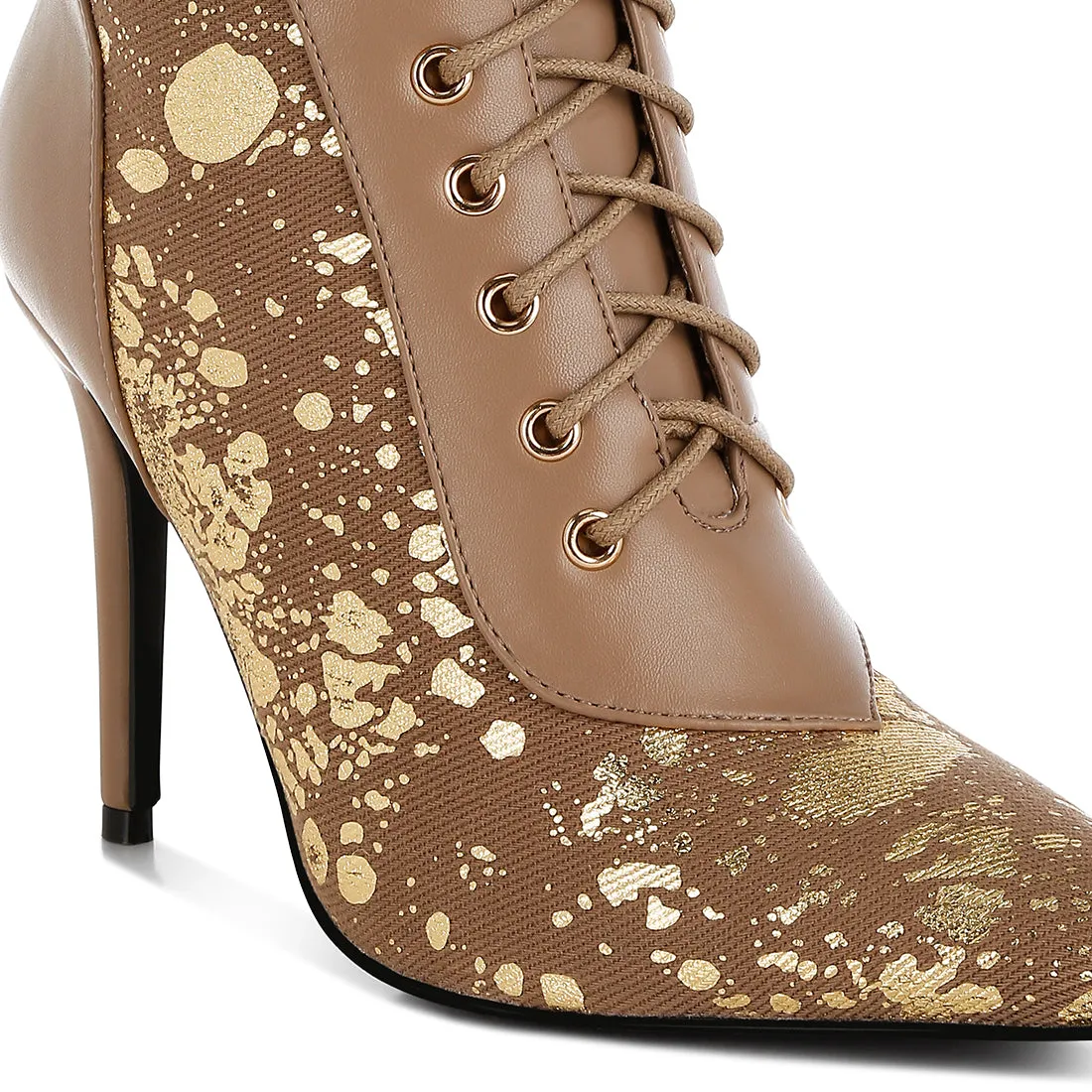 Abstract Pattern Lace-Up Ankle Boots