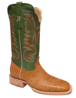 Antique Saddle Smooth Ostrich Broad Square Toe Boots from R.Watson Boots