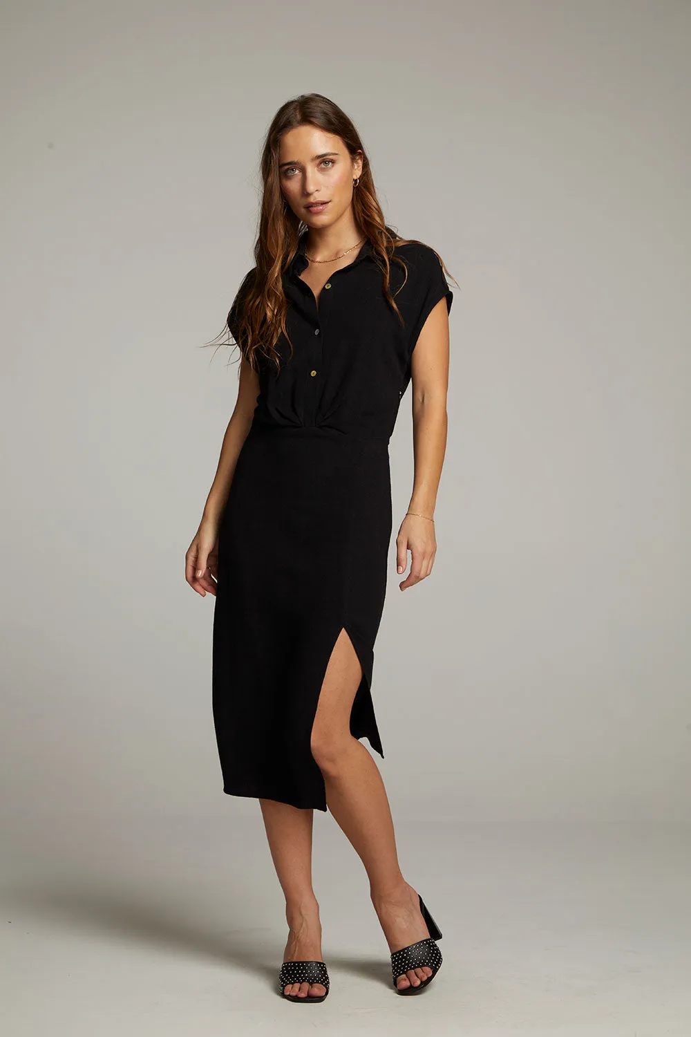 Atlantic True Black Midi Dress