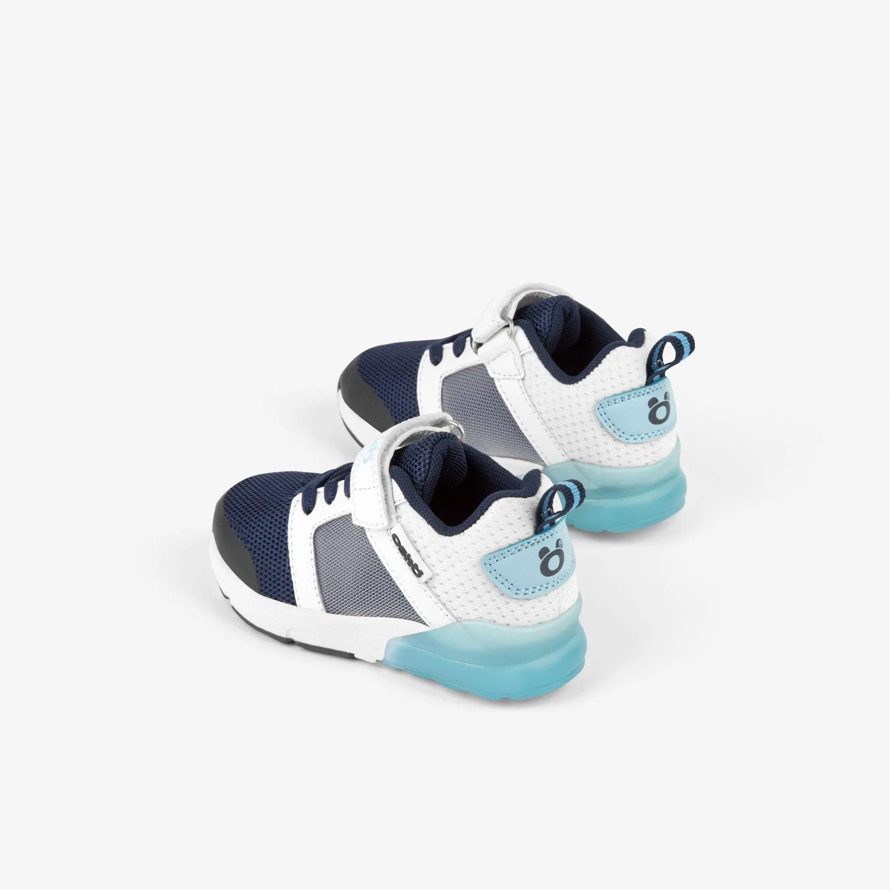 Baby's Navy Grid Sneakers with Lights