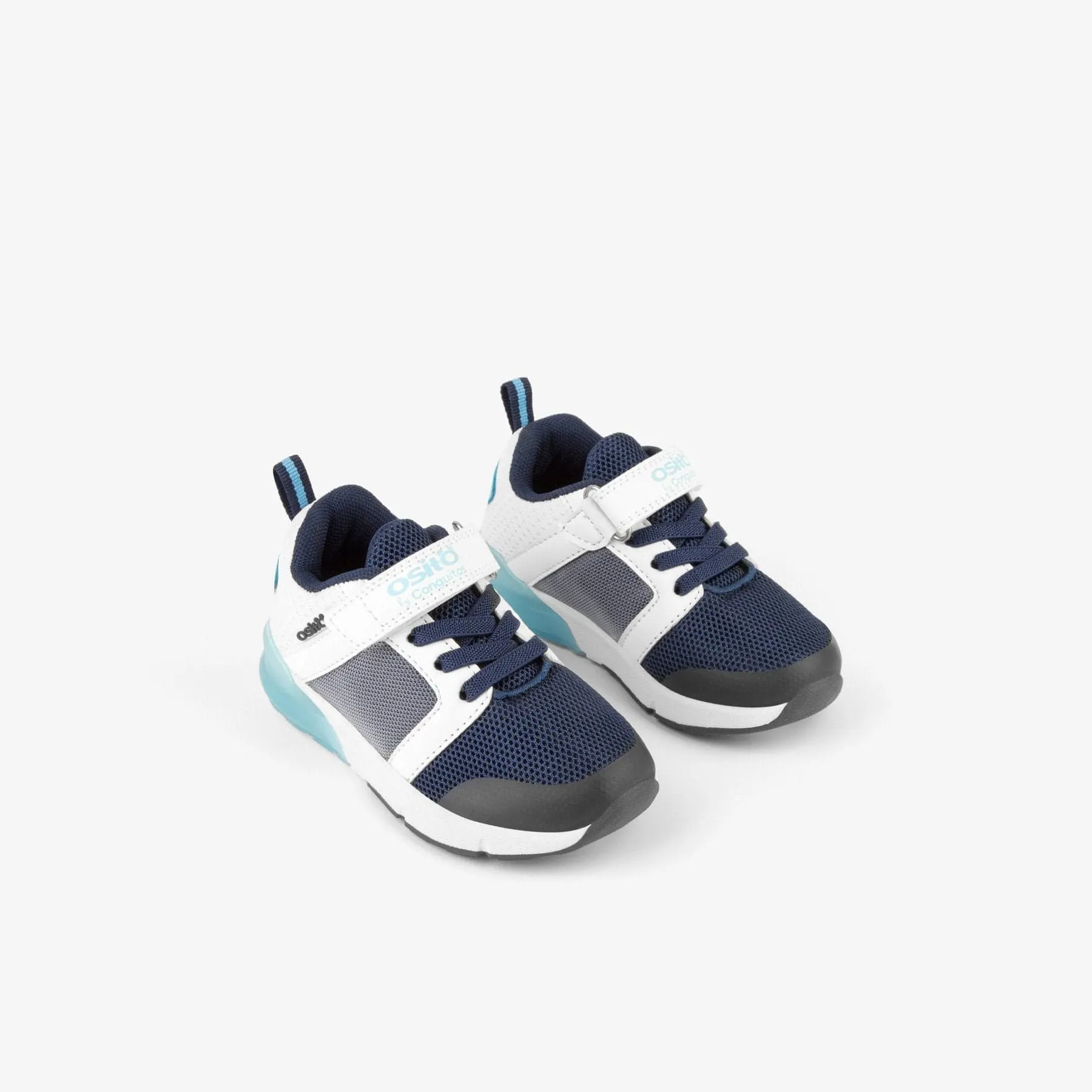 Baby's Navy Grid Sneakers with Lights