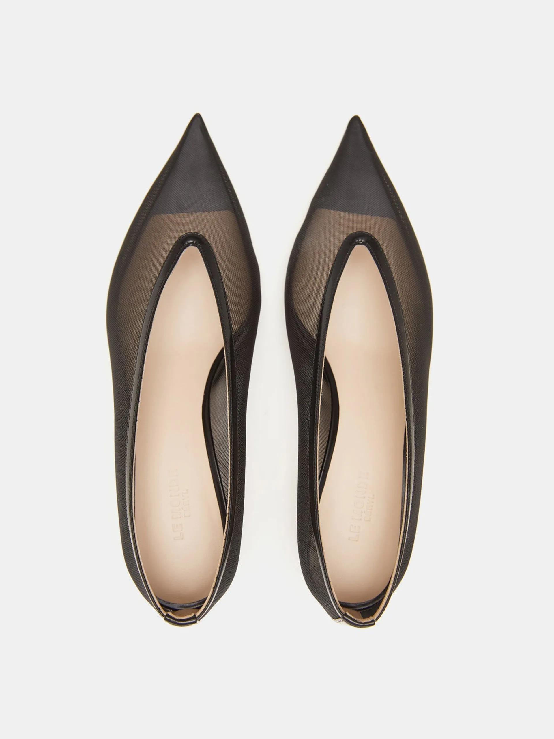 Black mesh babouche kitten heels