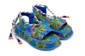 Blue Macaw Flatform Sandal