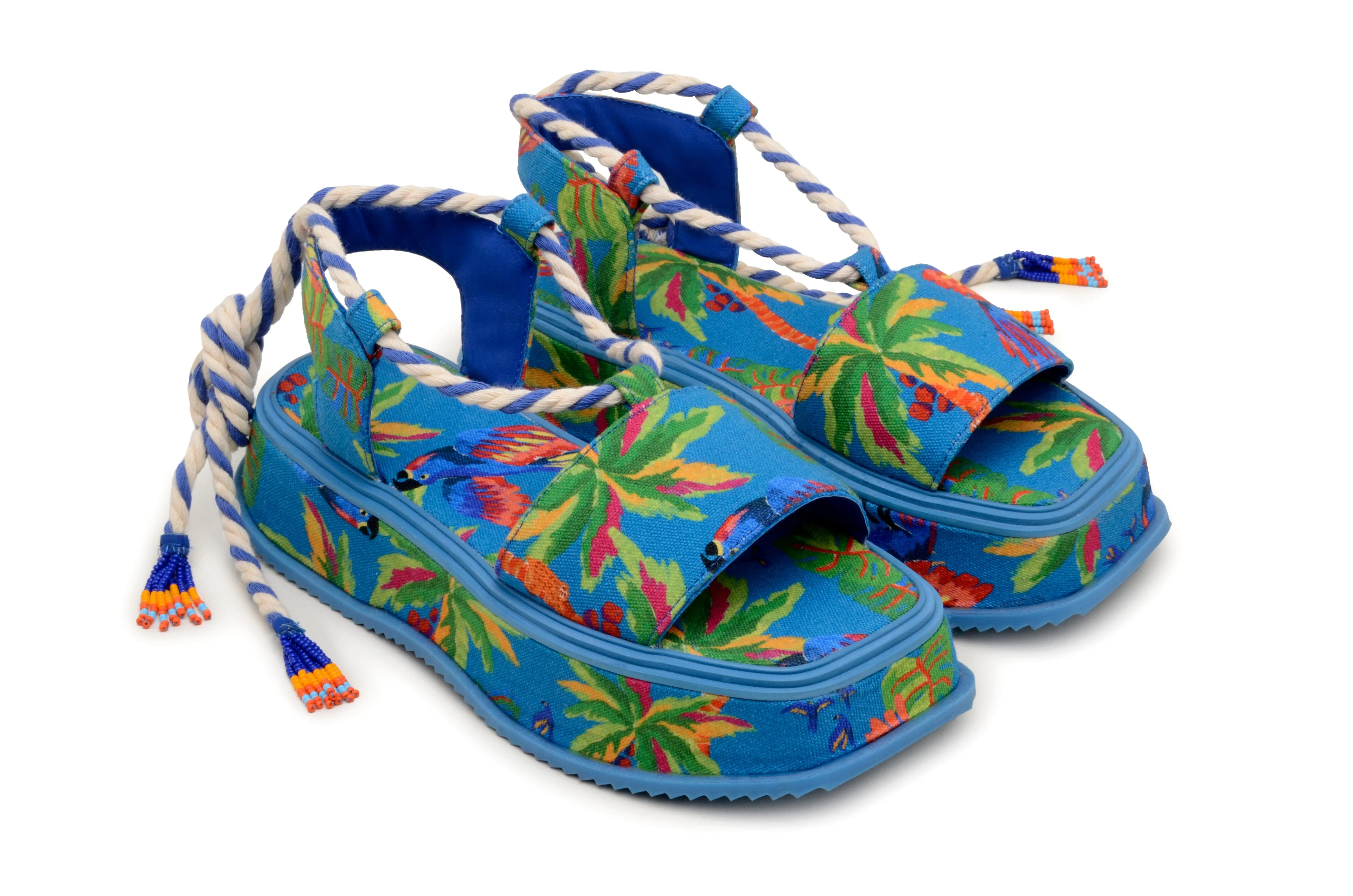Blue Macaw Flatform Sandal