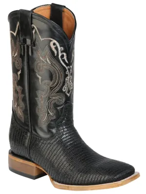 Botas Vaqueras Rodeo Imitacion Lizard Grabado Para Hombre 'Jar Boots' *BLACK-126485*