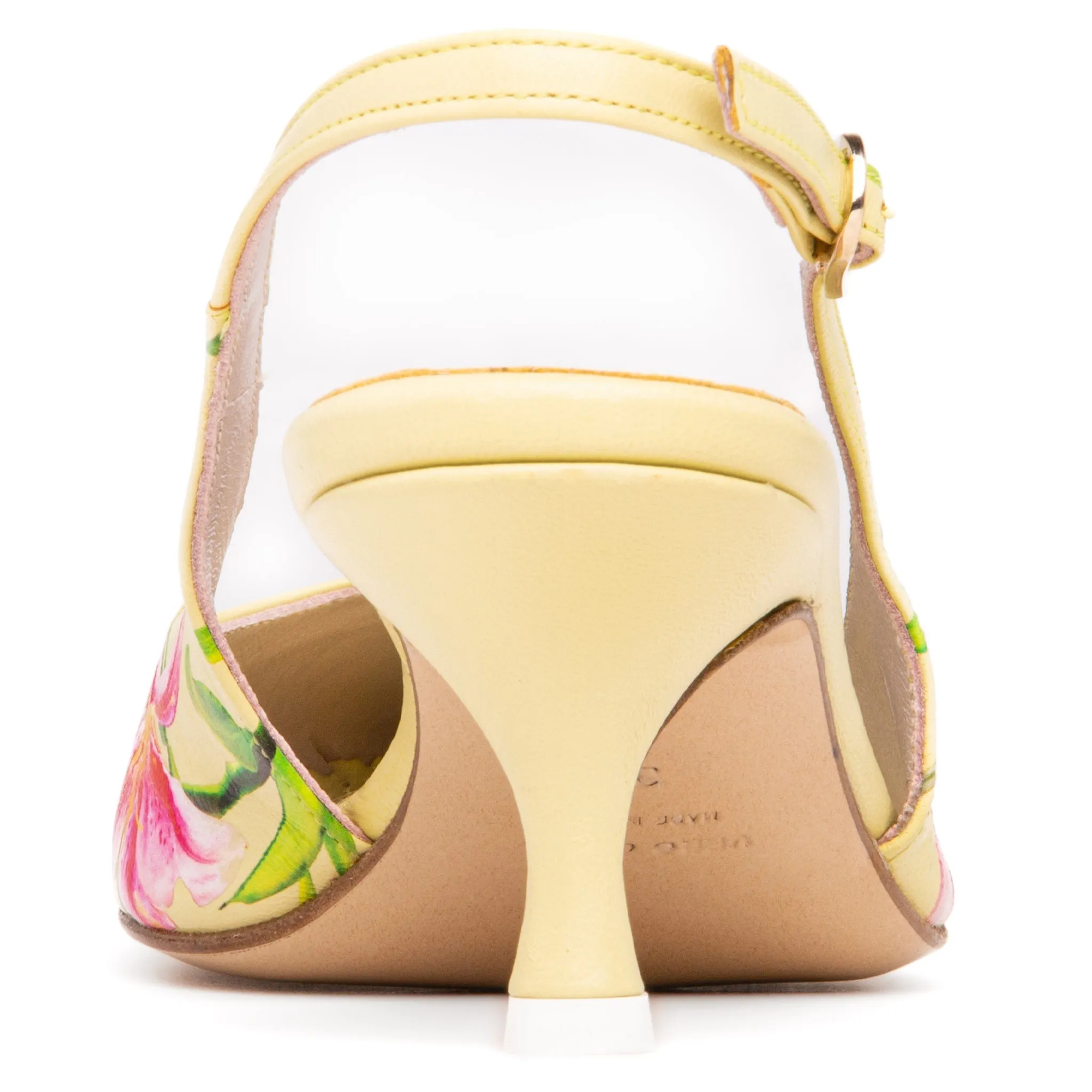 Cancun Yellow Floral Printed Leather