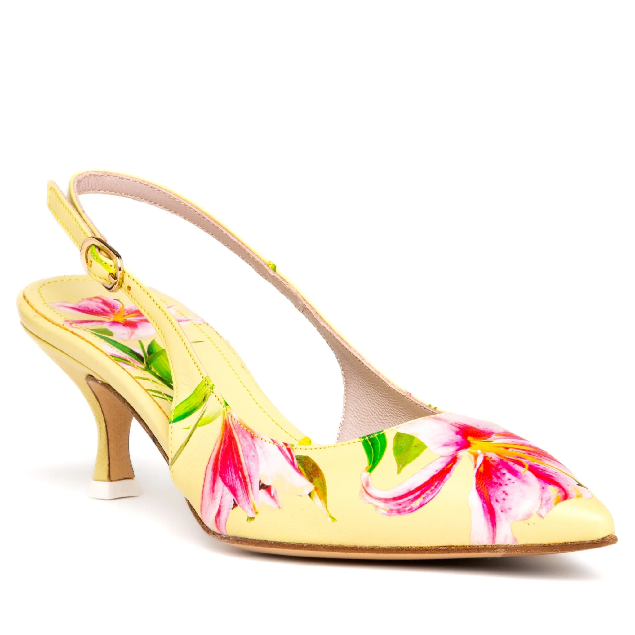 Cancun Yellow Floral Printed Leather