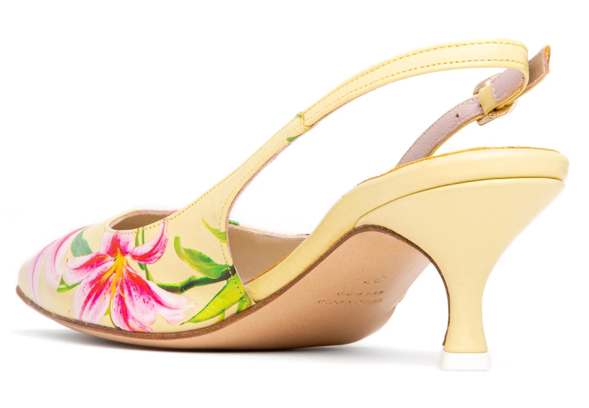 Cancun Yellow Floral Printed Leather
