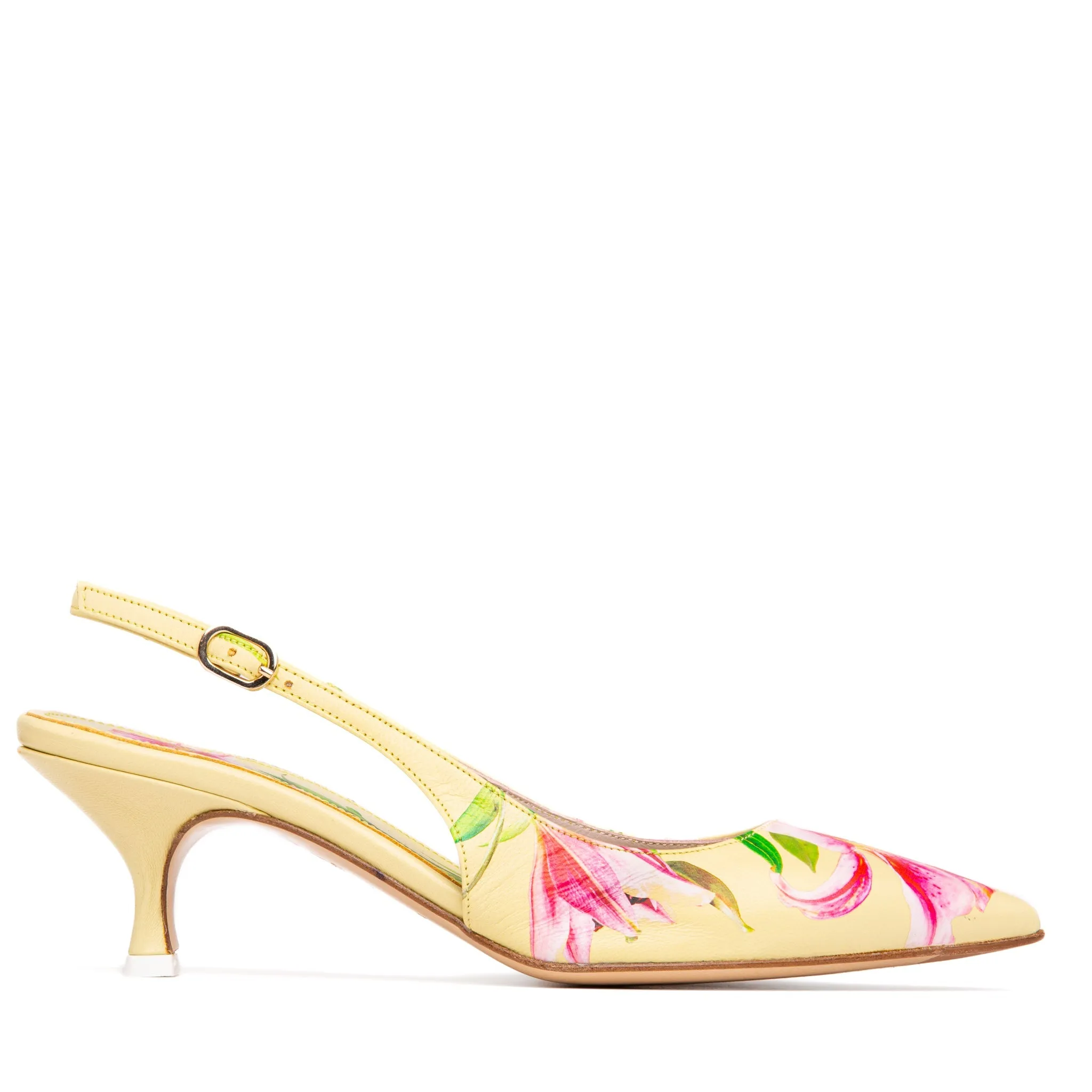 Cancun Yellow Floral Printed Leather