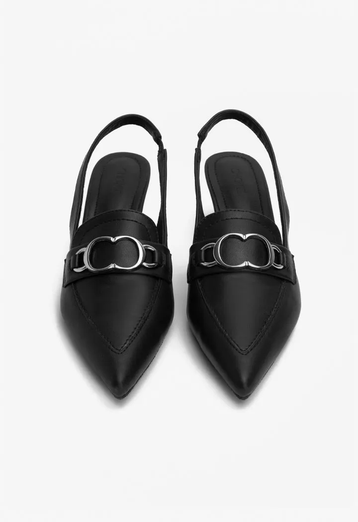 Choice Pu Leather Sling Heels Black