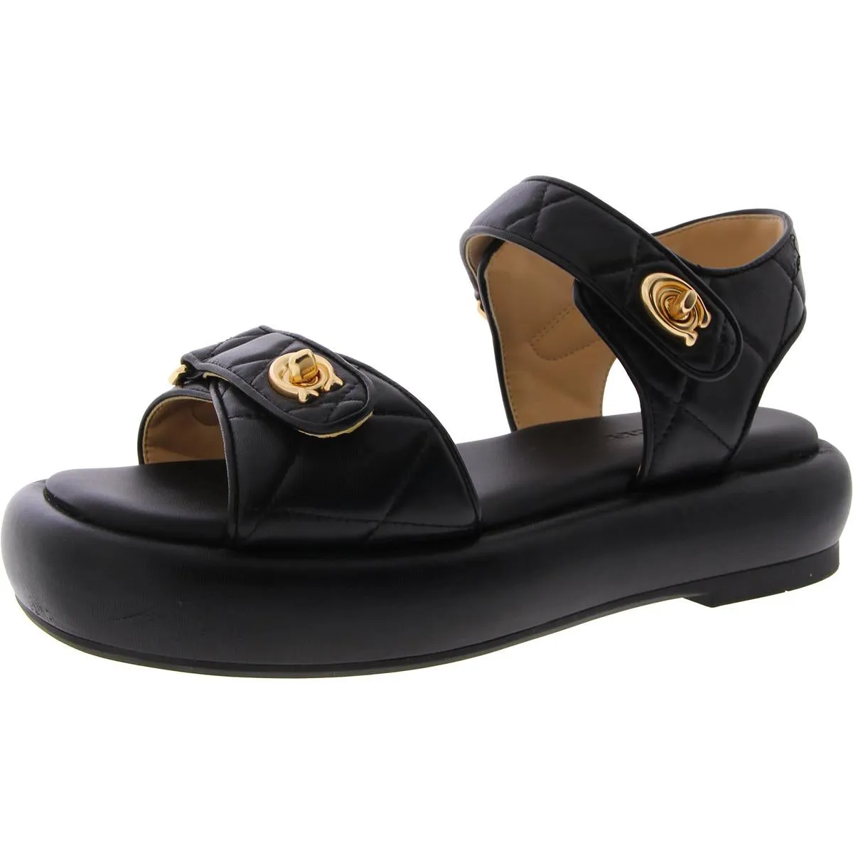 Coach Womens Peyton Leather Slingback Flatform Sandals