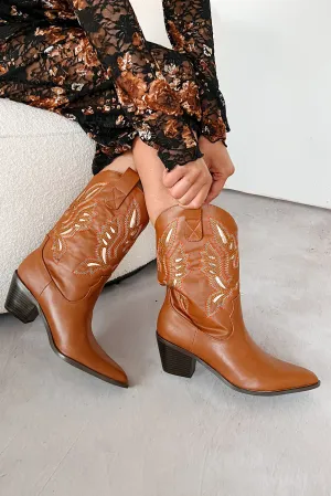 Cowgirl Glory Western Cowboy Boots (Tan)