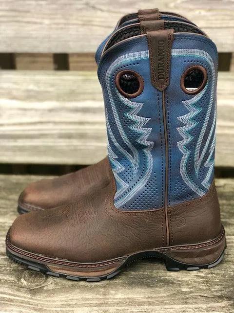 Durango Men's Maverick XP Brown & Blue Jean Square Toe Cowboy Work Boots DDB0268