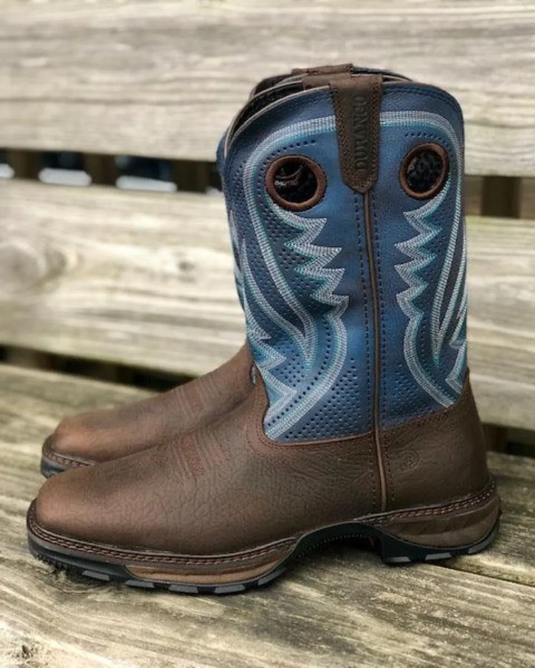 Durango Men's Maverick XP Brown & Blue Jean Square Toe Cowboy Work Boots DDB0268