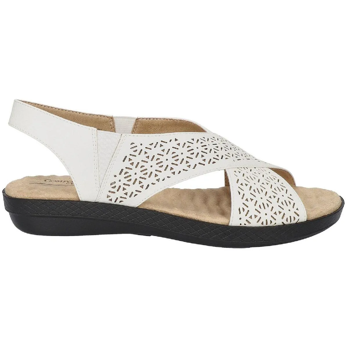 Easy Street Womens Claudia Laser Cut Cushioned Flatform Sandals