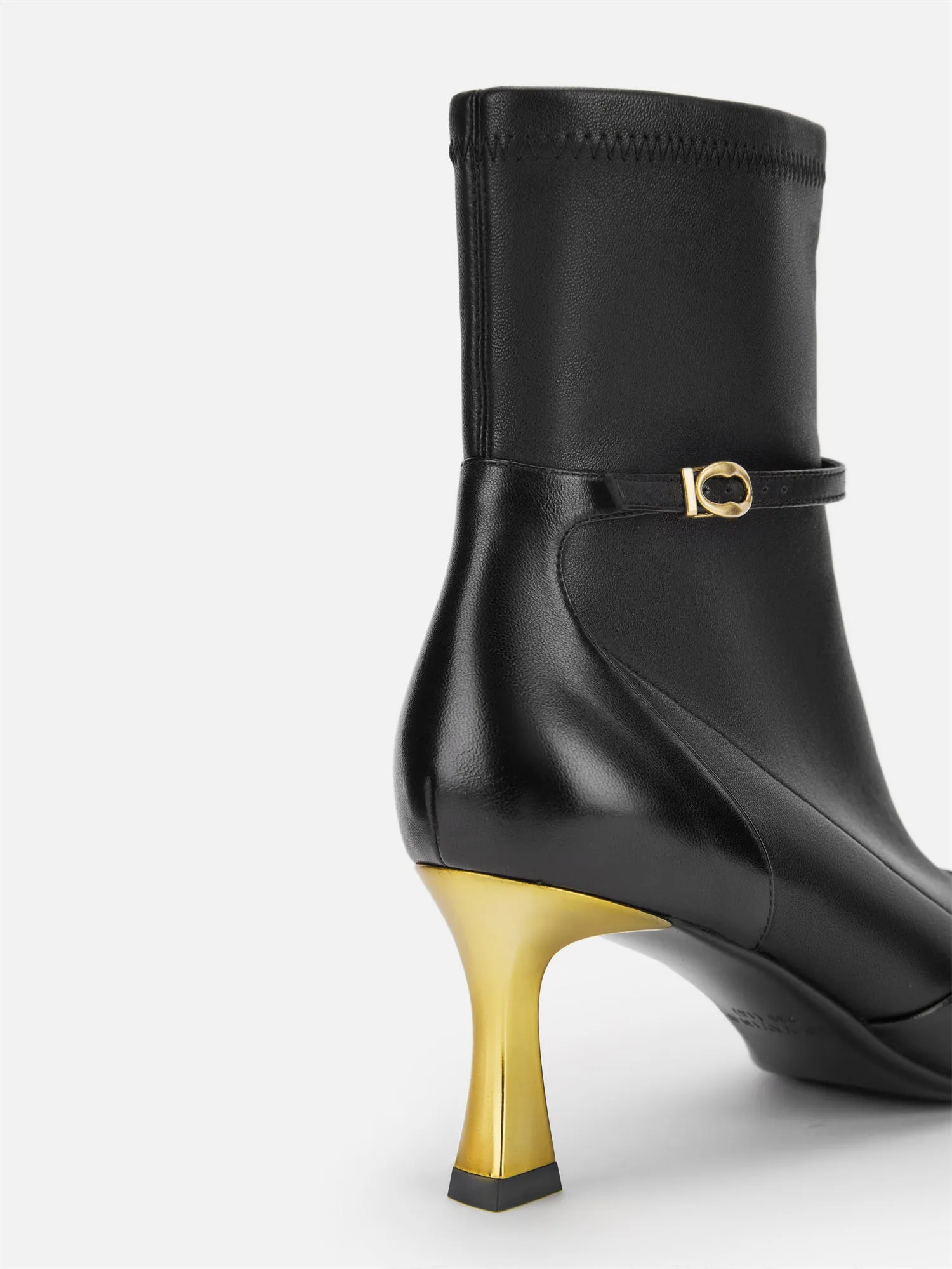 EP YAYING Stretch Lambskin Spliced Pointed Toe High-Heeled Ankle Boots