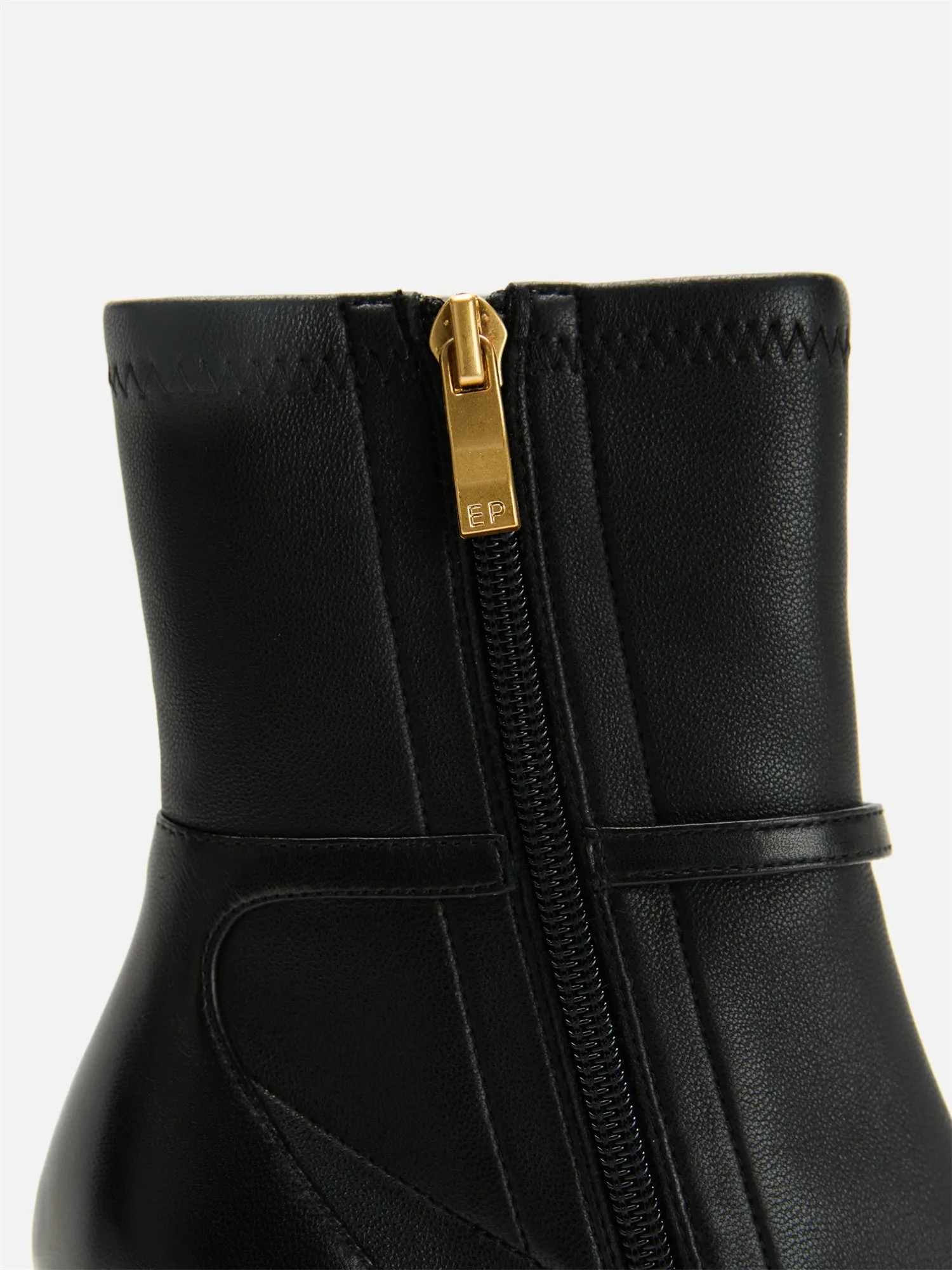 EP YAYING Stretch Lambskin Spliced Pointed Toe High-Heeled Ankle Boots