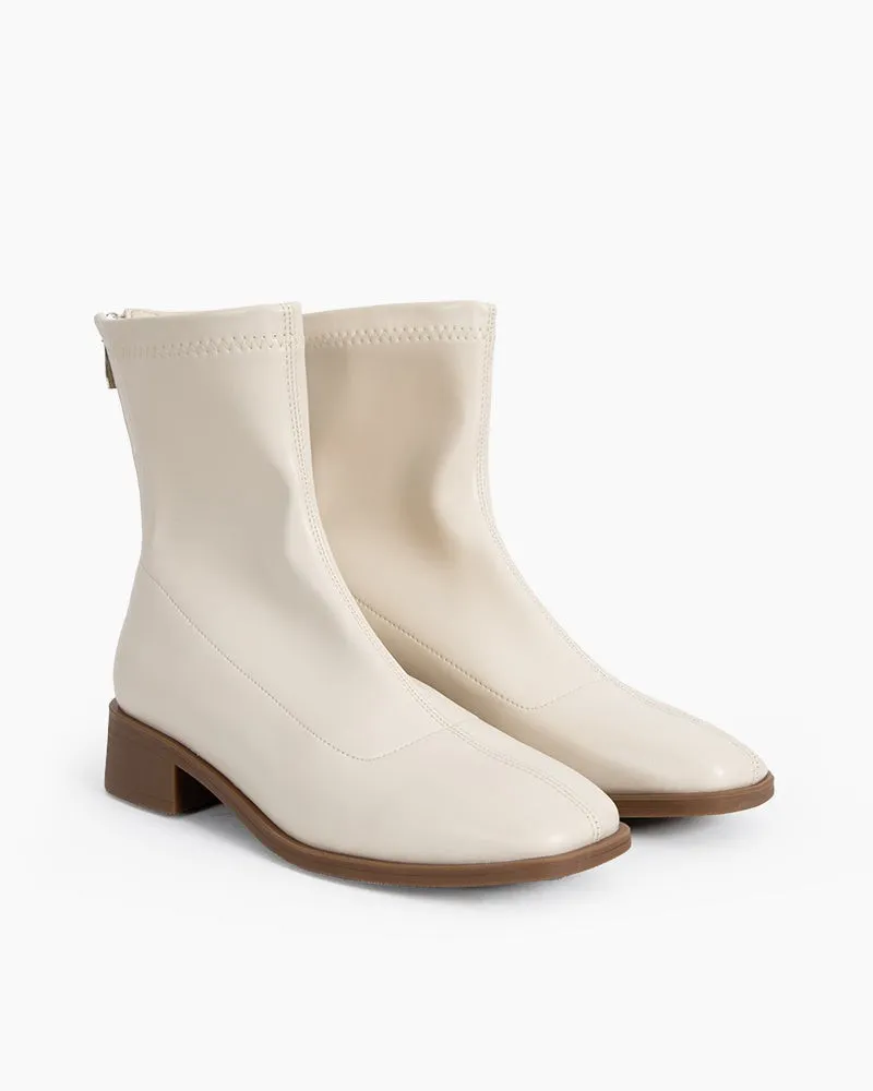 Eterna Leather Square Toe Block Heel Boots
