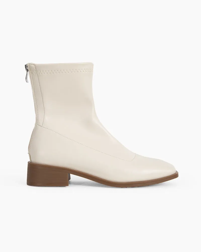 Eterna Leather Square Toe Block Heel Boots