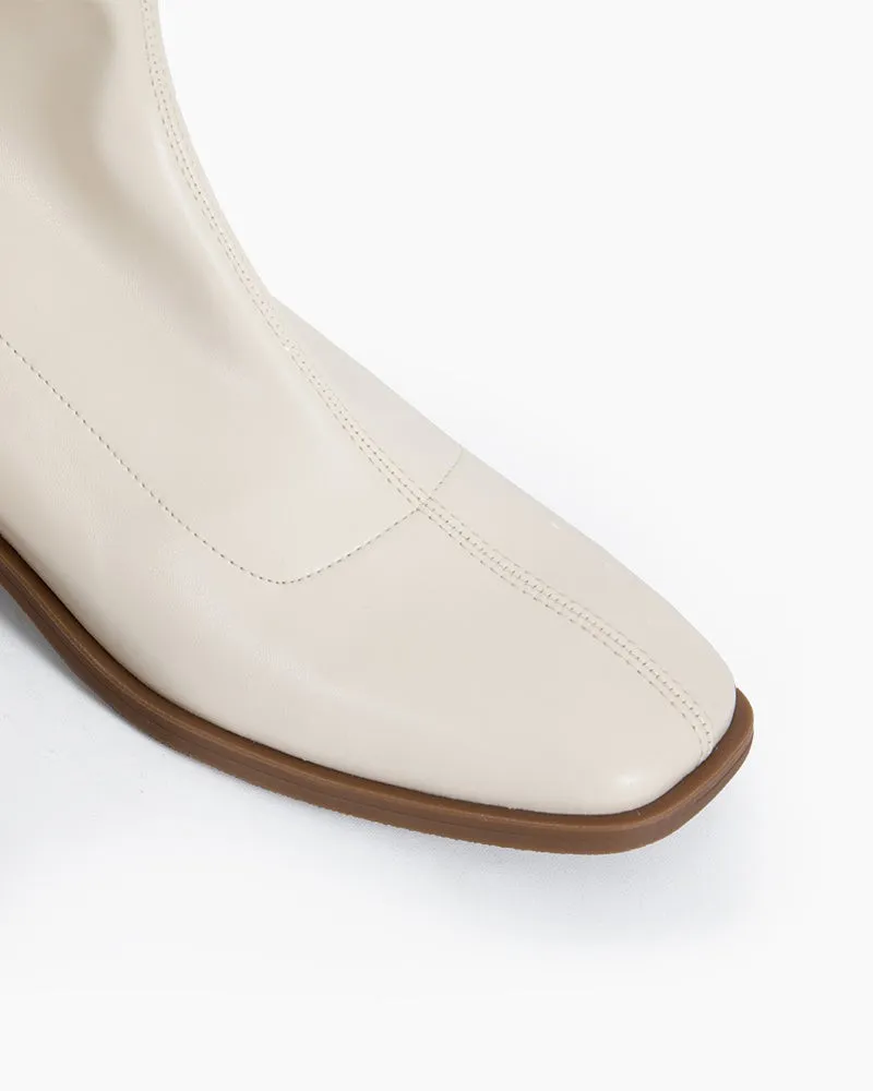 Eterna Leather Square Toe Block Heel Boots