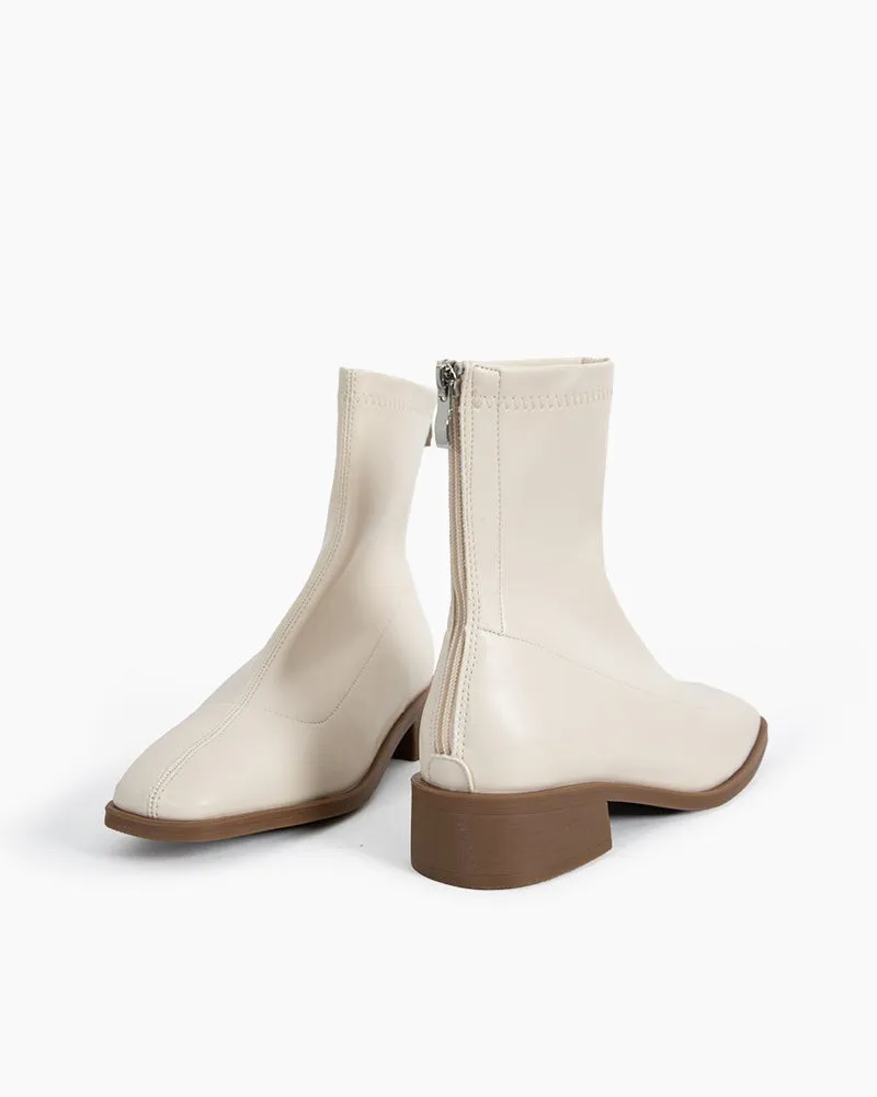 Eterna Leather Square Toe Block Heel Boots