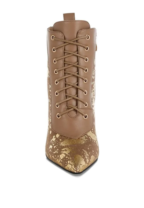 Fat Cat Abstract Pattern Lace-Up Ankle Boots