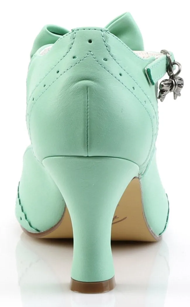 FLAPPER-11 Mint Faux Leather Heels