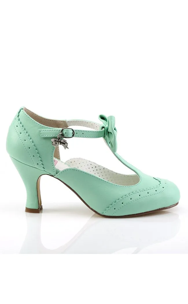 FLAPPER-11 Mint Faux Leather Heels