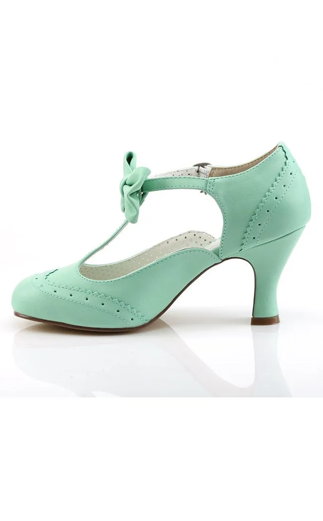 FLAPPER-11 Mint Faux Leather Heels