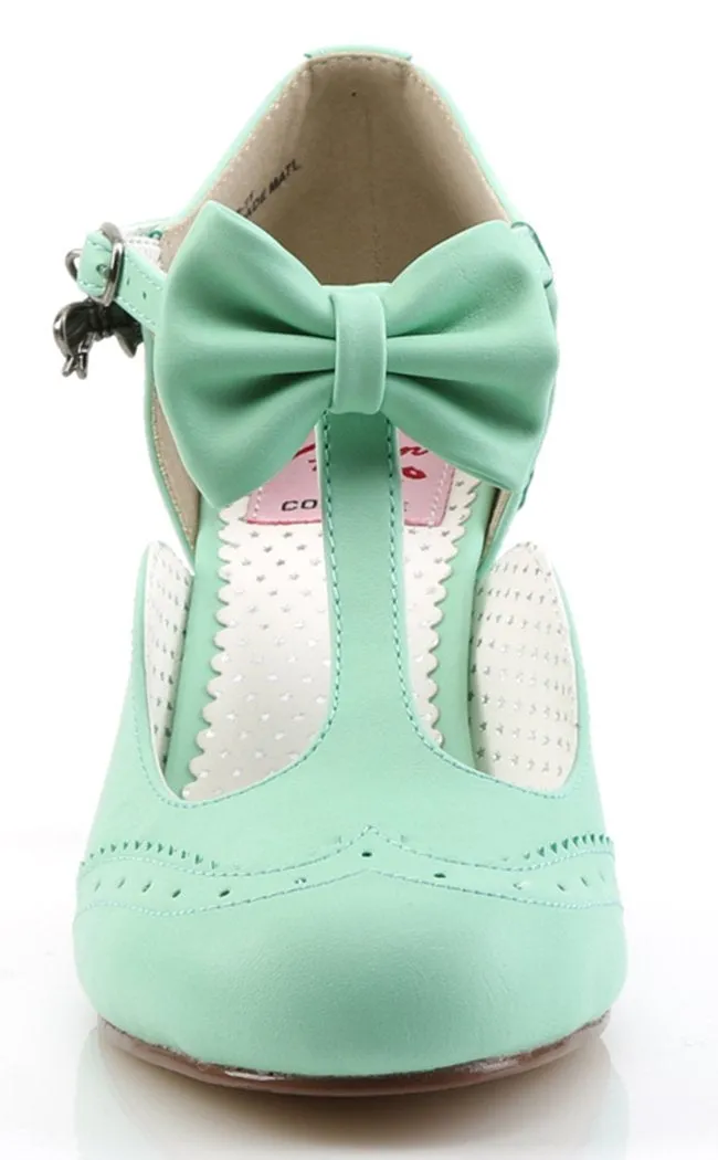 FLAPPER-11 Mint Faux Leather Heels