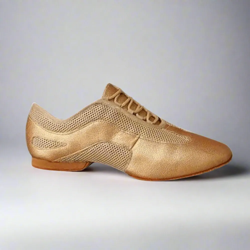 Flex Practice Soft Gold Latin Dance Shoes – 1.5'' Heel with Suede Sole