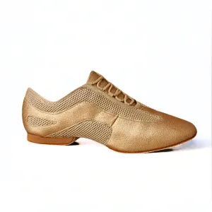 Flex Practice Soft Gold Latin Dance Shoes – 1.5'' Heel with Suede Sole