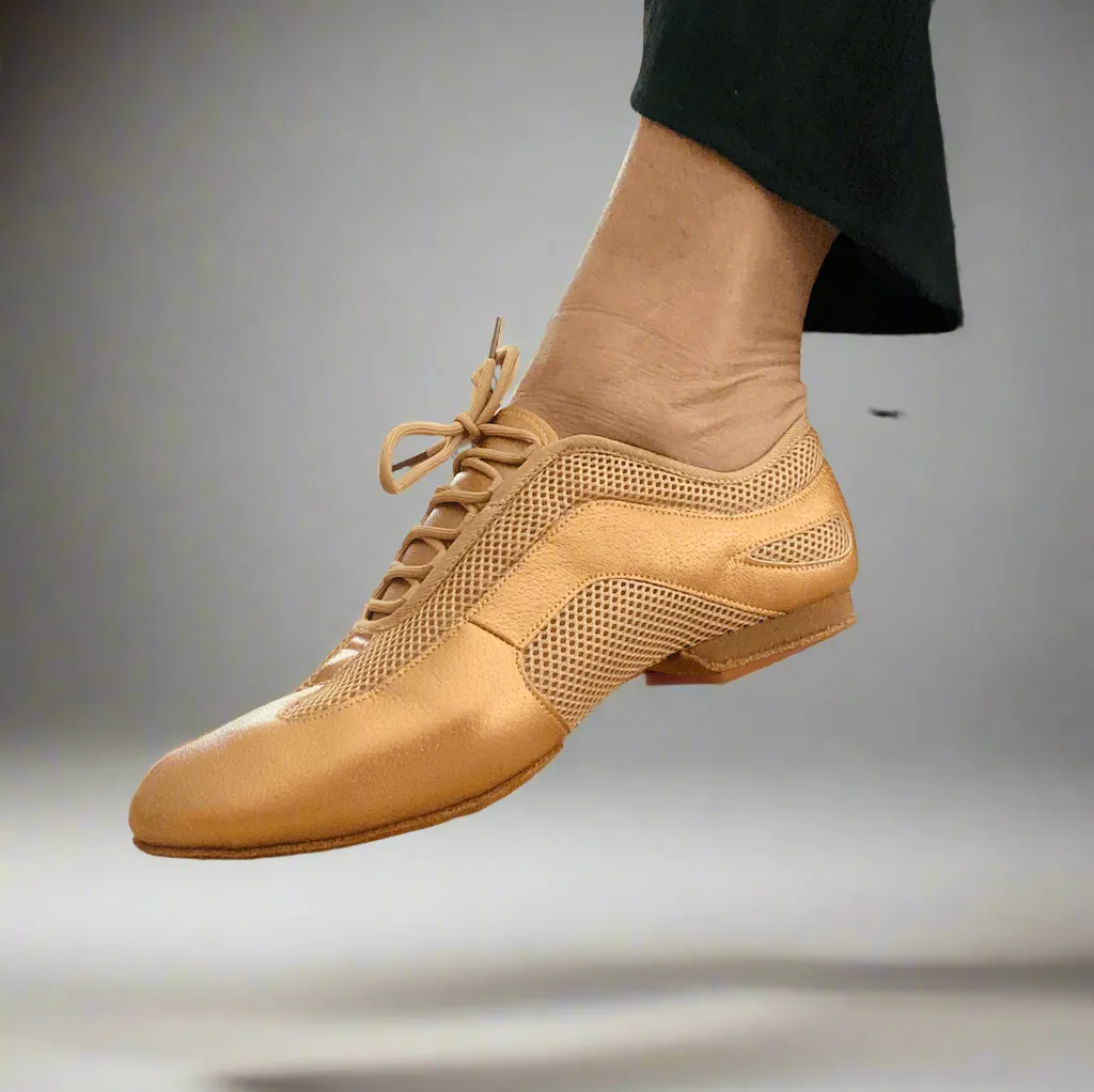 Flex Practice Soft Gold Latin Dance Shoes – 1.5'' Heel with Suede Sole