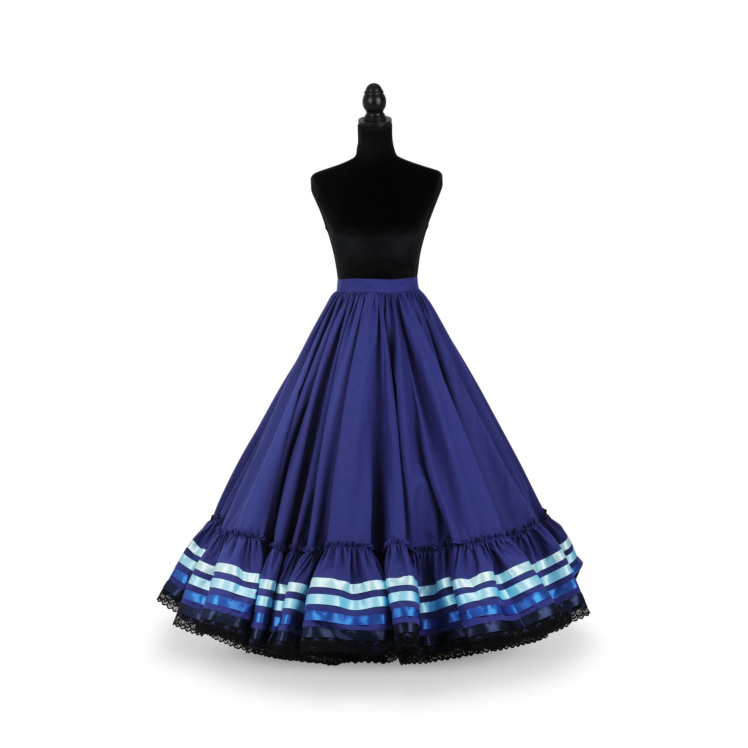 Hoja de Maiz Doble Vuelo Folklórico Practice Skirt – Azul Rey