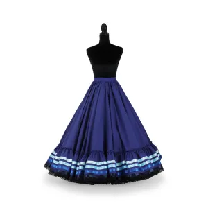 Hoja de Maiz Doble Vuelo Folklórico Practice Skirt – Azul Rey