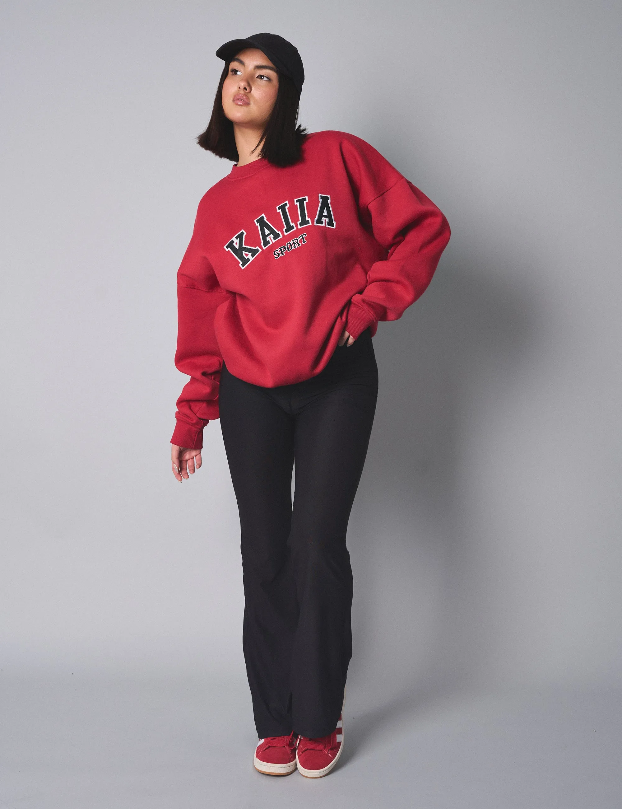 Kaiia Sport Oversized Sweatshirt Cherry Red