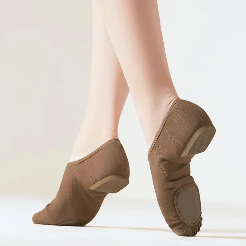 Kids Dark Brown Canvas Flats Jazz Teaching & Practice Shoes