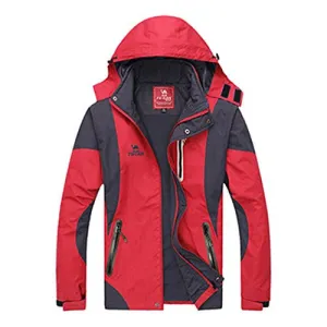 Koson-Man Mans Autumn Winter Warm Outdoors Hiking Windproof Waterproof Jacket (Color Red Size XL)