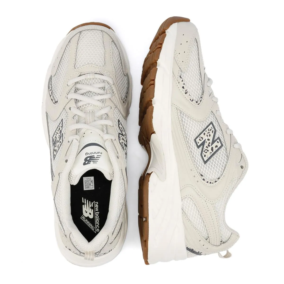 New Balance 530 White/Animal Print Trainers