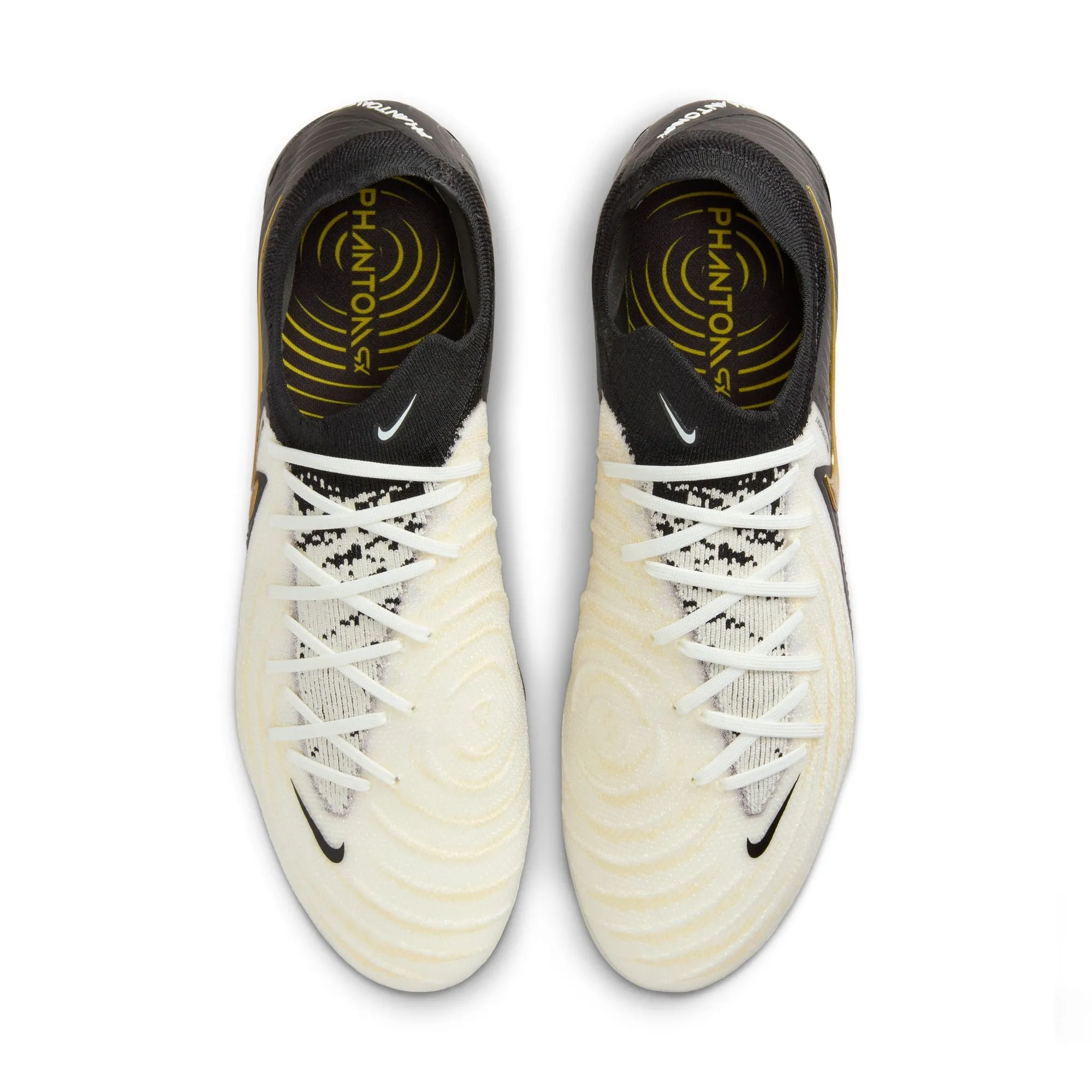 Nike Phantom GX 2 Elite FG Firm Ground Soccer Cleat - White/Black/Metallic Gold