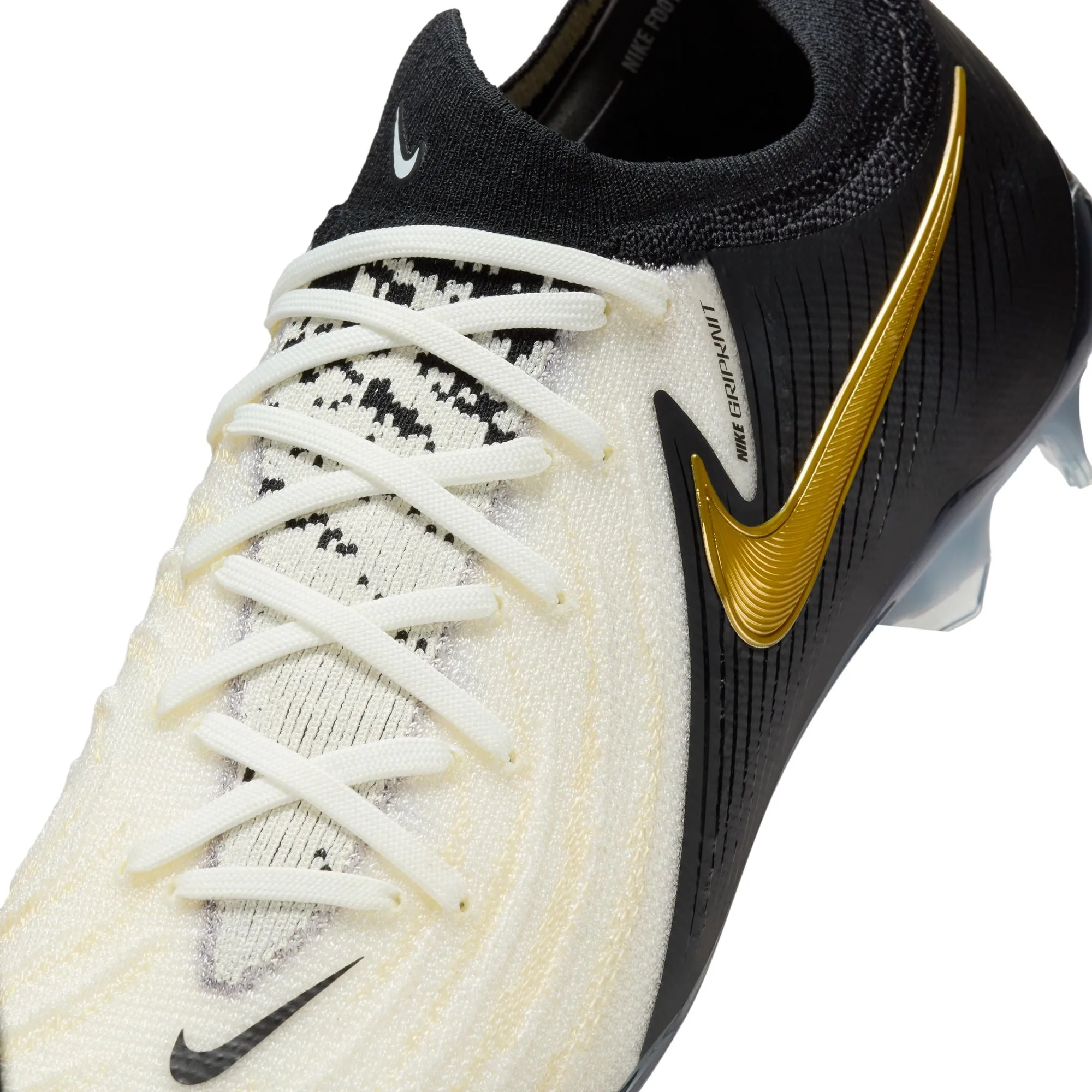 Nike Phantom GX 2 Elite FG Firm Ground Soccer Cleat - White/Black/Metallic Gold