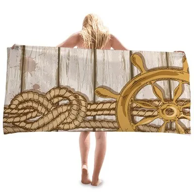 Ocean Series Creative Print Beach Towel Outdoor Quick Drying Swimming Surf Water Sport Towel Yoga Mat Beach Chair Cover Blanket