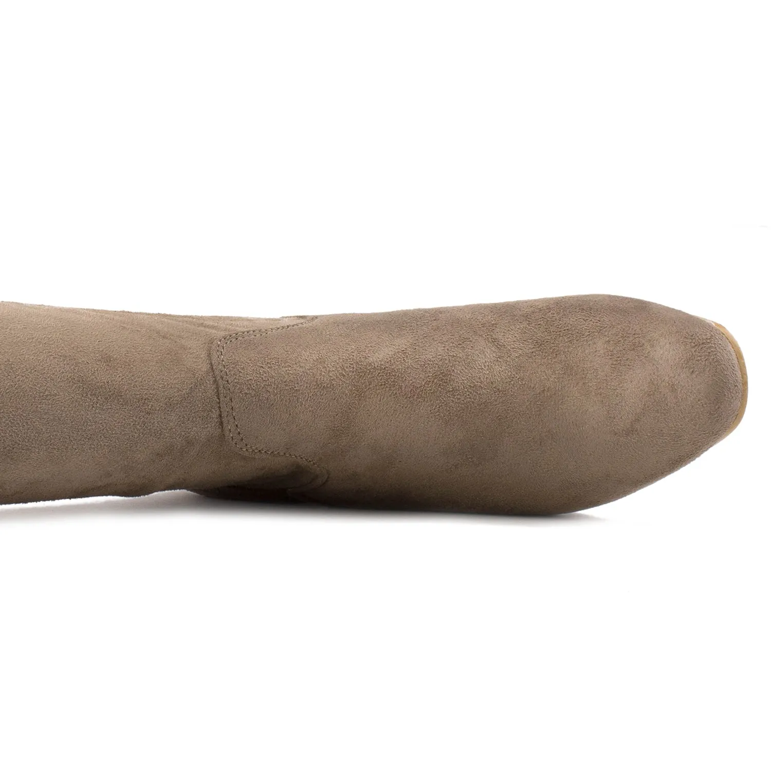 "Regular Calf" Women's Fitted Over The Knee Thigh High Chunky Heel Stretch Boots TAUPE