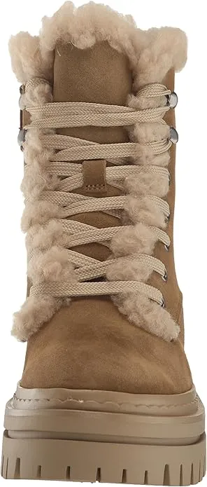 Sam Edelman Kyler Washed Taupe Lace Up Rounded Toe Chunky Sole Ankle Boots