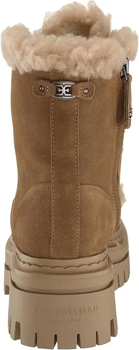 Sam Edelman Kyler Washed Taupe Lace Up Rounded Toe Chunky Sole Ankle Boots