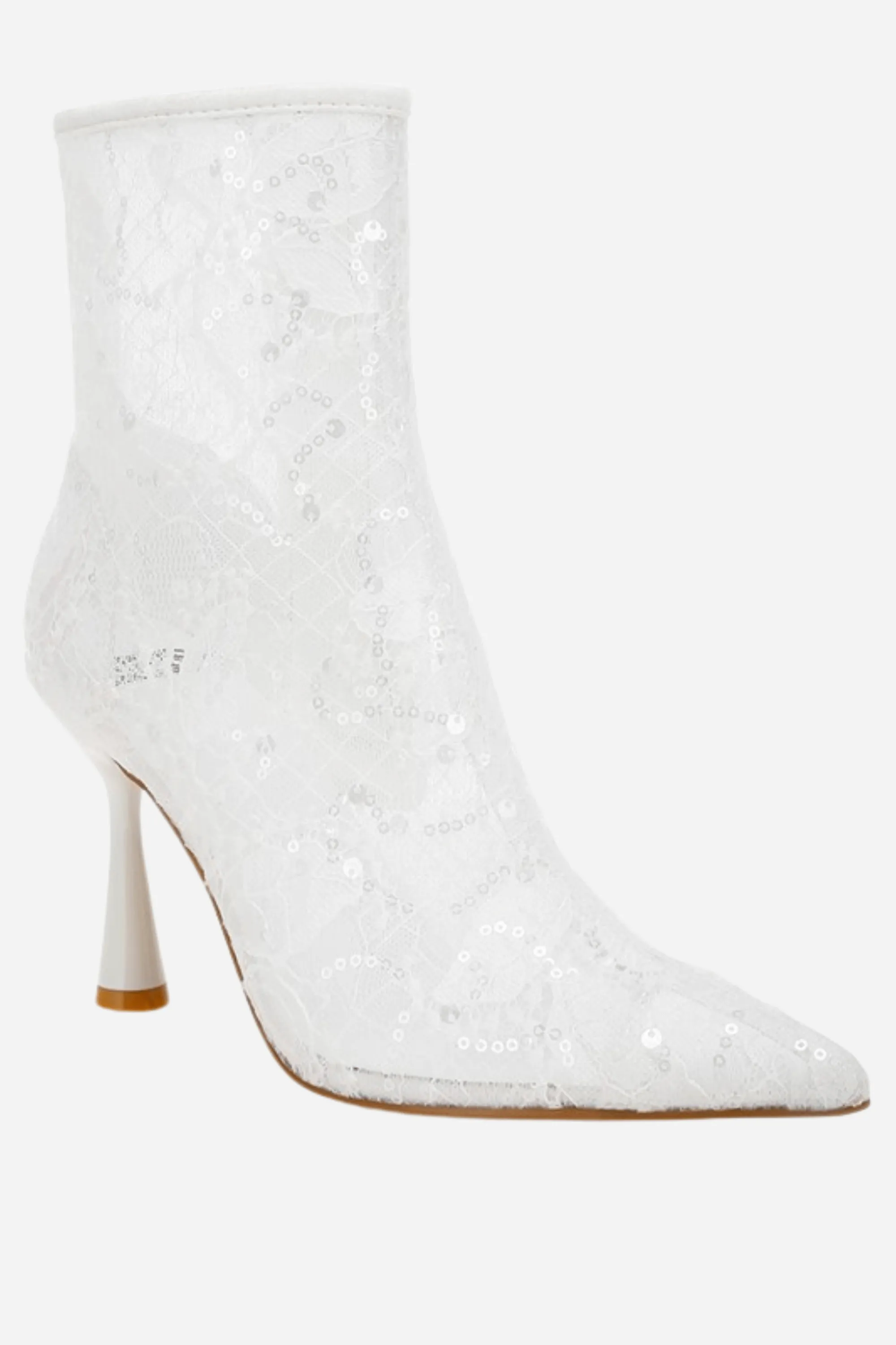 Sequin Lace Pointed Toe Boots
